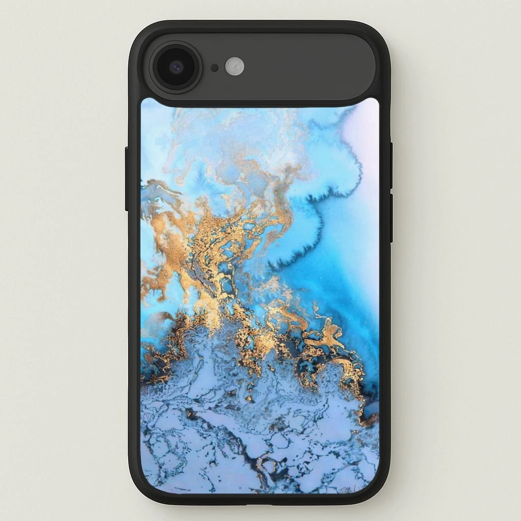 Sea Blue and Gold Marble Phone Case Protective Design