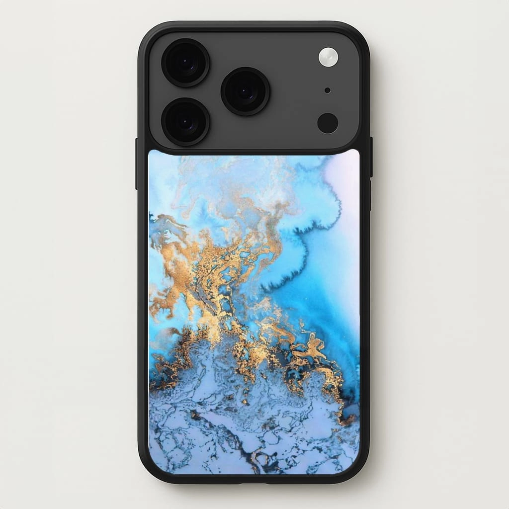 Sea Blue and Gold Marble Phone Case Ultra light 3D Effect