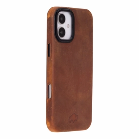 Barlow Leather MagSafe Case- iPhone 16, Golden Brown Fashion Forward Light Shield