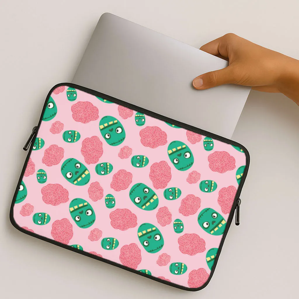 Soft Finish Texture Gloss Texture Frankenstein And Brains - Halloween Laptop Sleeve