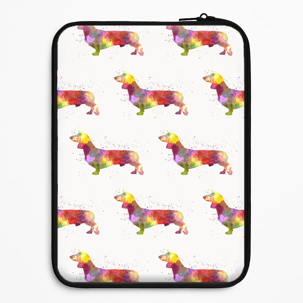 Cushioned Edge Simple Finish Watercolour Dachshund Laptop Sleeve