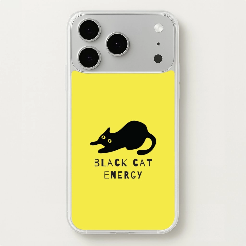 Black Cat Energy Phone Case Modern Minimalism Clear Back