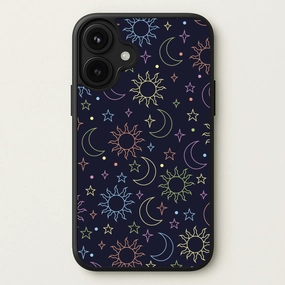 Sun, Moon And Stars Pattern Rainbow Phone Case Elegant Texture Layer Elegant Layer Texture