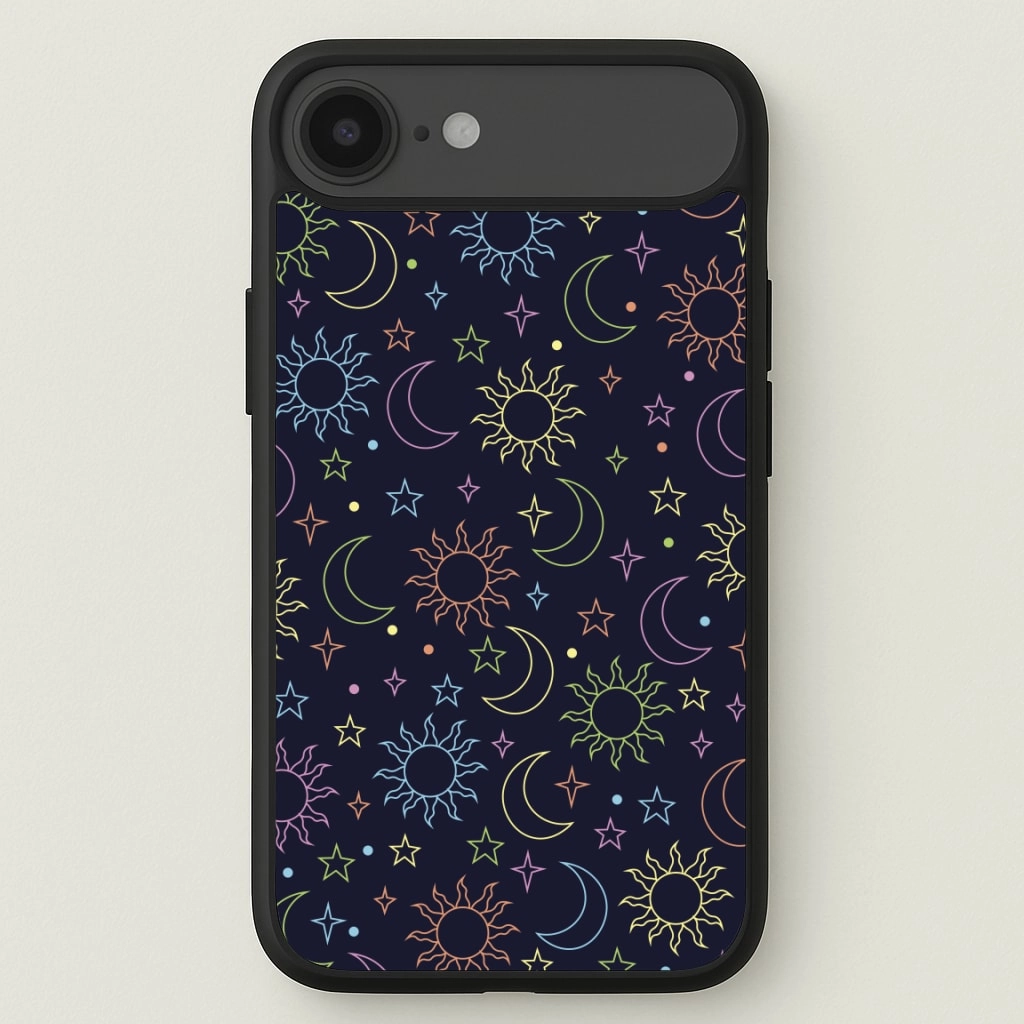 Customizable Option Professional Style Sun, Moon And Stars Pattern Rainbow Phone Case