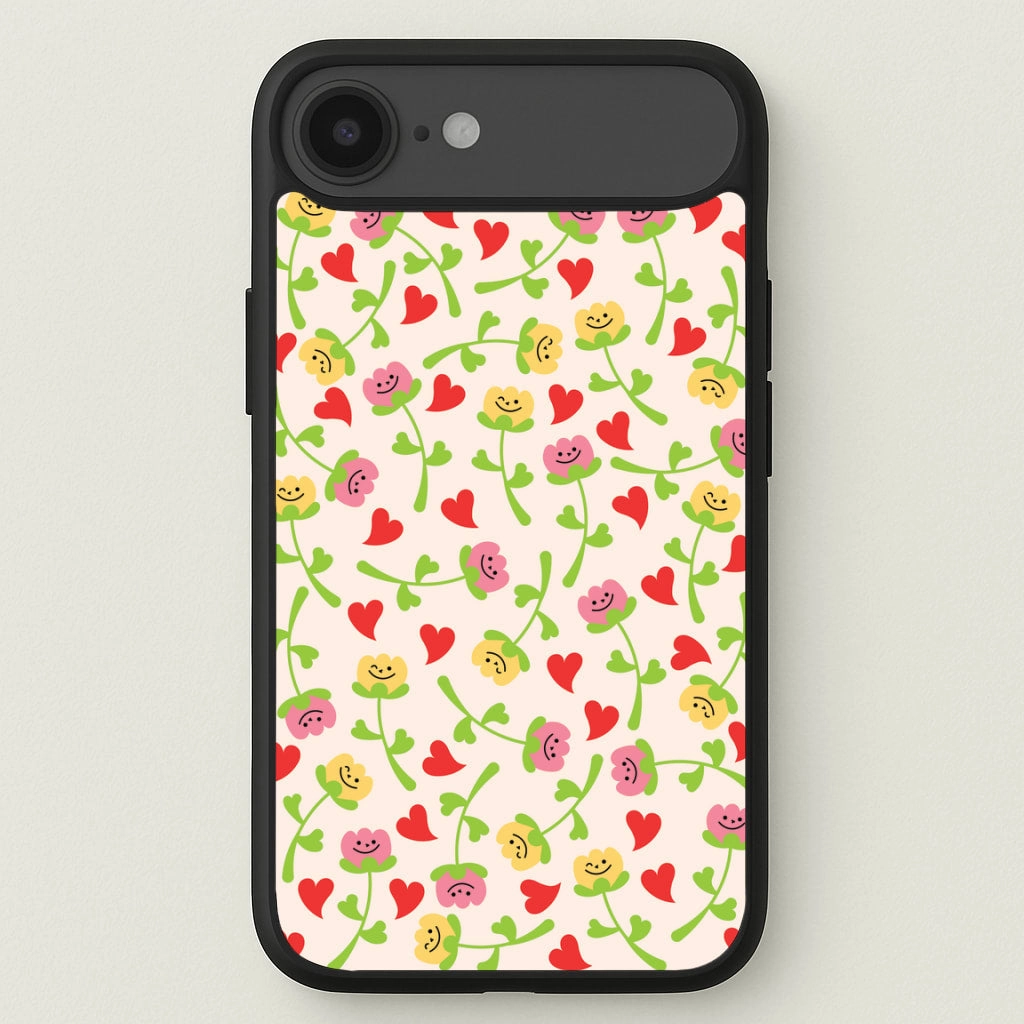 Smiley Tulips And Hearts Pattern Phone Case Polished Look Durable structure