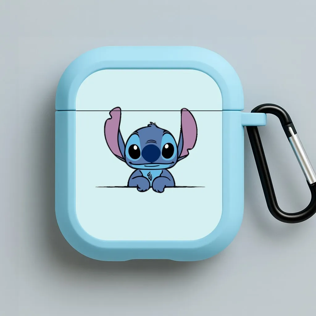 Alien Blue Leaning AirPods Case outdoor earbuds protection Durable Carry Loop