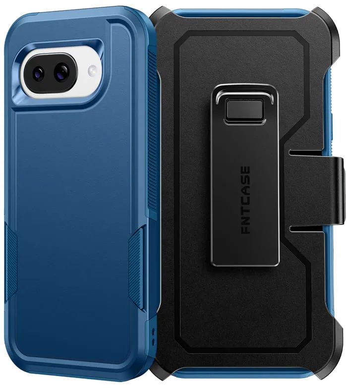 Bold Look Raised Bezels FNTCASE for Google Pixel 9A Case: Dual Layer Military Grade Drop Protection Phone Cover with Belt-Clip Holster | Rugged Durable Heavy Duty Shockproof Protective Bumper Tough