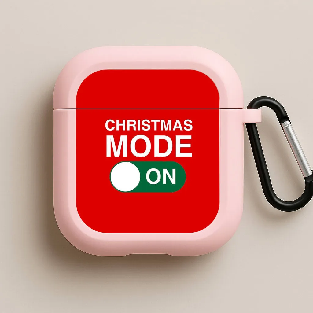Vibrant Color Shell durable travel leather airpods cover Christmas Mode On AirPods Case