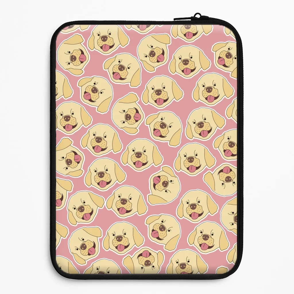 Anti Shock Layer Pink Golden Retriever Sticker Pattern Laptop Sleeve