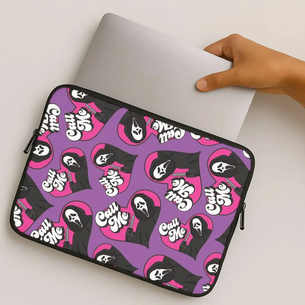 Call Me Heart Pattern Laptop Sleeve Premium Detail
