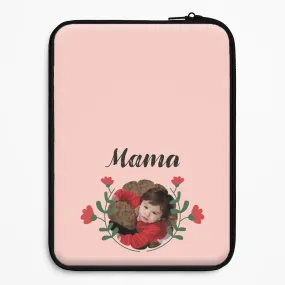 Mama Red Flowers - Personalised Mother's Day Laptop Sleeve Glossy Texture Layer Modern Grip Design
