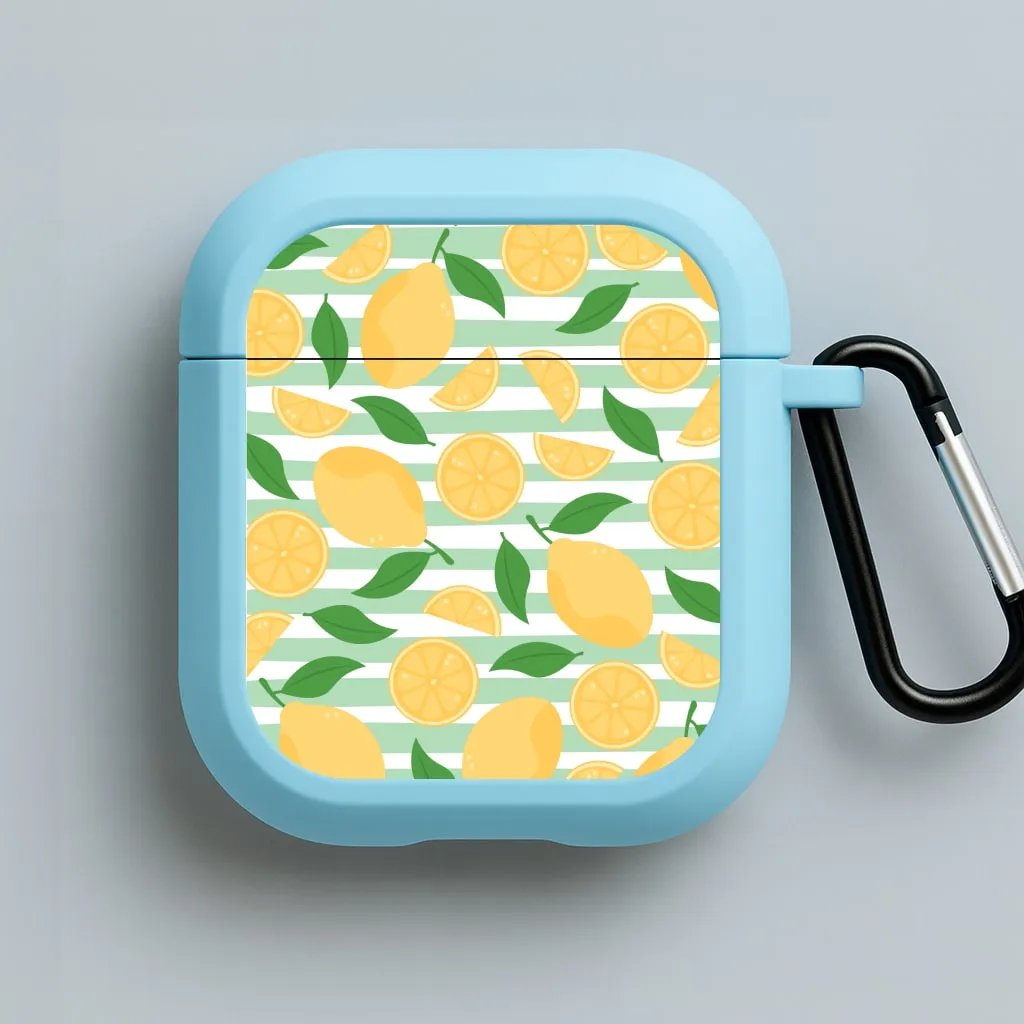 Lemons Pattern - Summer AirPods Case ergonomic airpods holder soft touch neon airpods cover