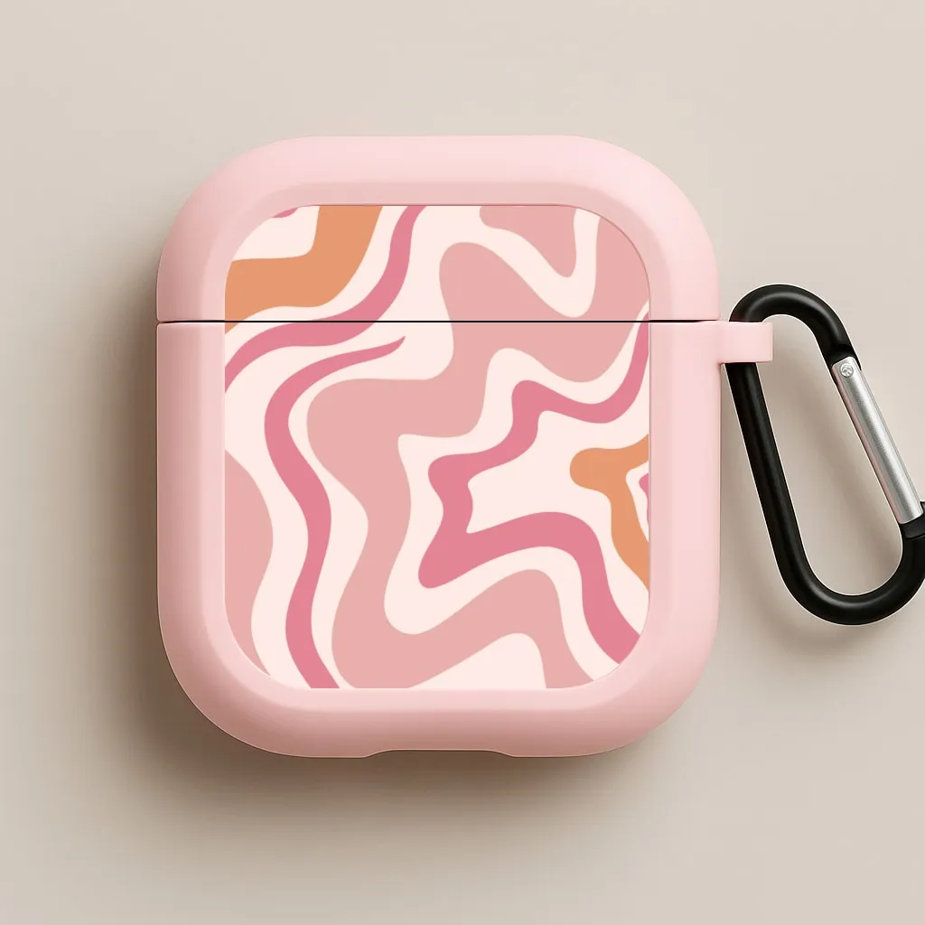 Pink Waves AirPods Case Modern Compact Shell