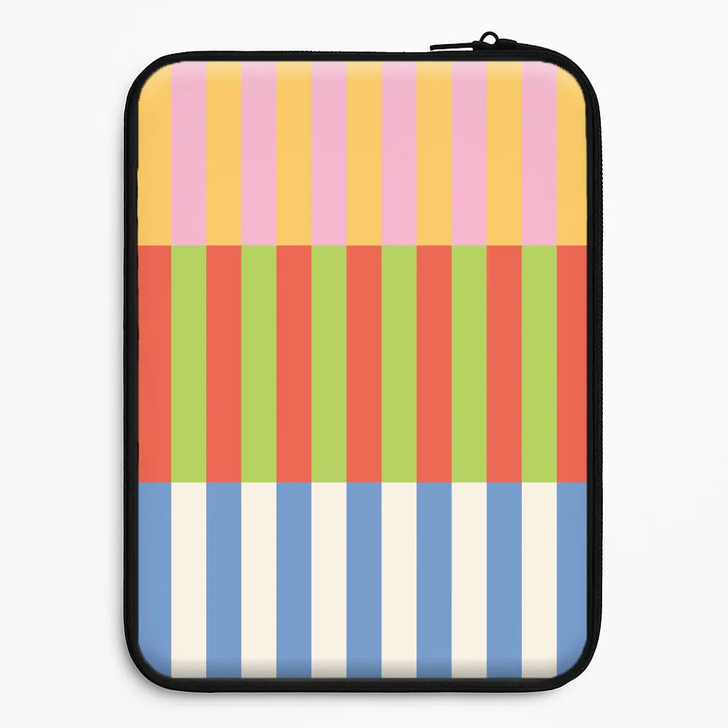 Colourful Stripes Pattern Laptop Sleeve Elegant Build Polished Surface Texture