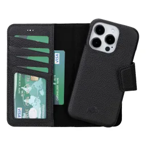 Fashion Choice Burkley Leather Wallet Case - iPhone 15 Pro, Pebble Black