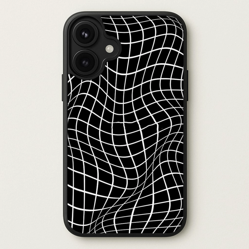 Black Wavy Grid Pattern Phone Case professional accessory