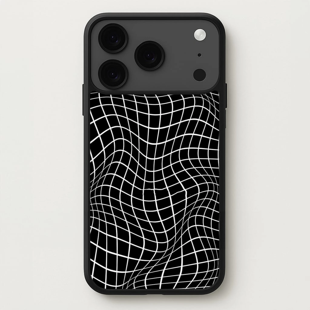 Shock Absorber Black Wavy Grid Pattern Phone Case