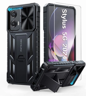 Travel Ready Matte Detail FNTCASE for Motorola Moto G Stylus 5G 2024 6.7 inch Matte Textured Sturdy Bumper Rugged Case with Slidable Camera Lens Cover, Kickstand