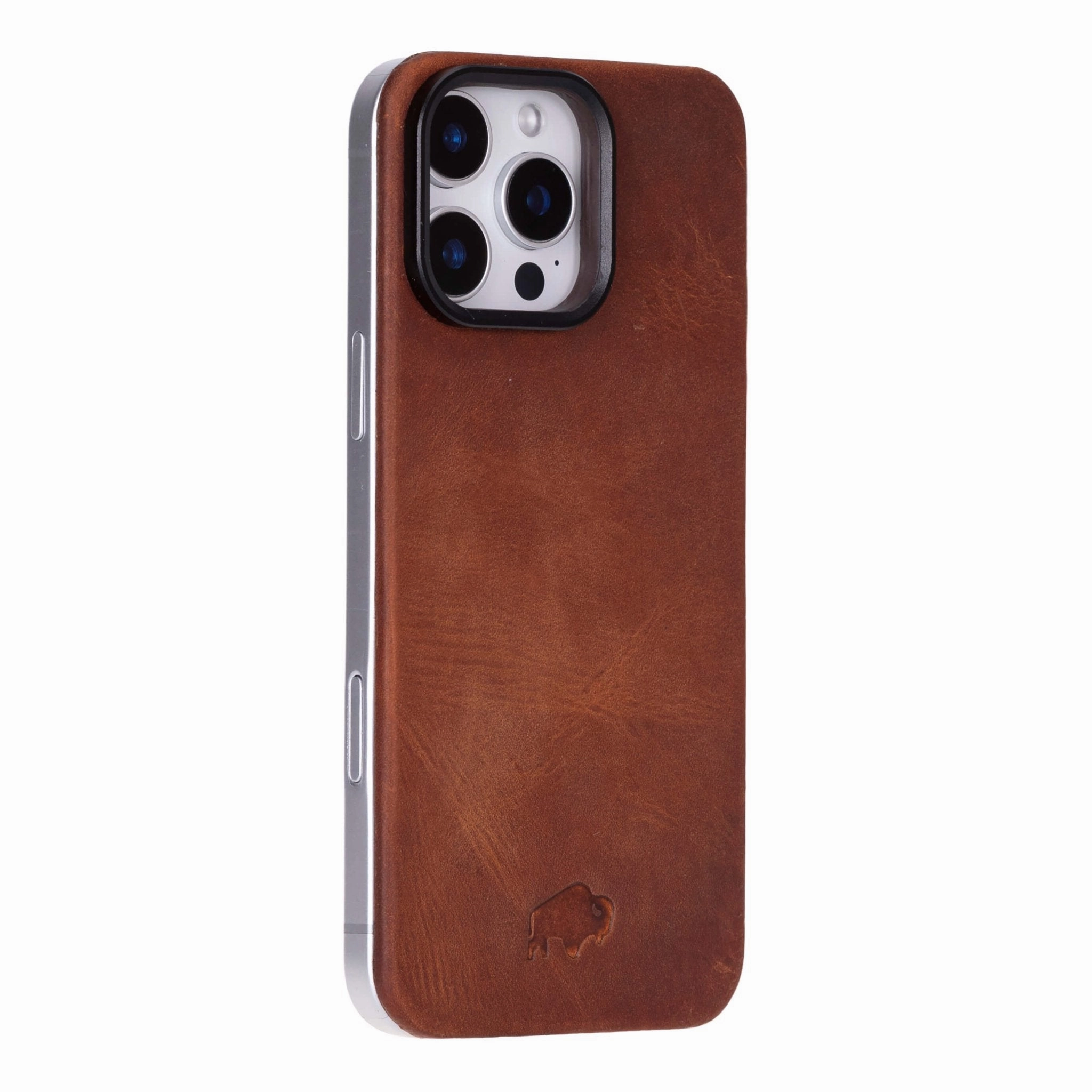 Rohan MagSafe Leather Back Case - iPhone 16 Pro, Golden Brown Smooth Texture