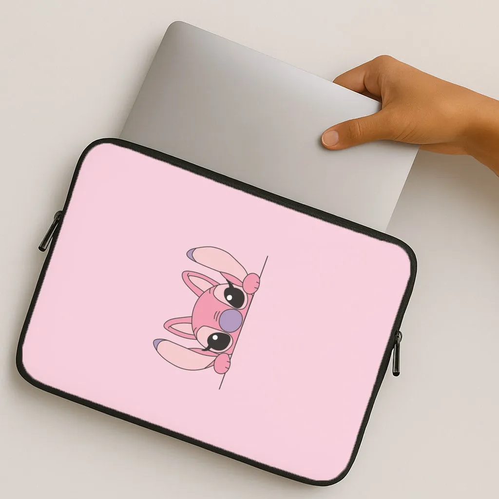 Angel Leaning - Pink Alien Laptop Sleeve Hybrid Pattern Design