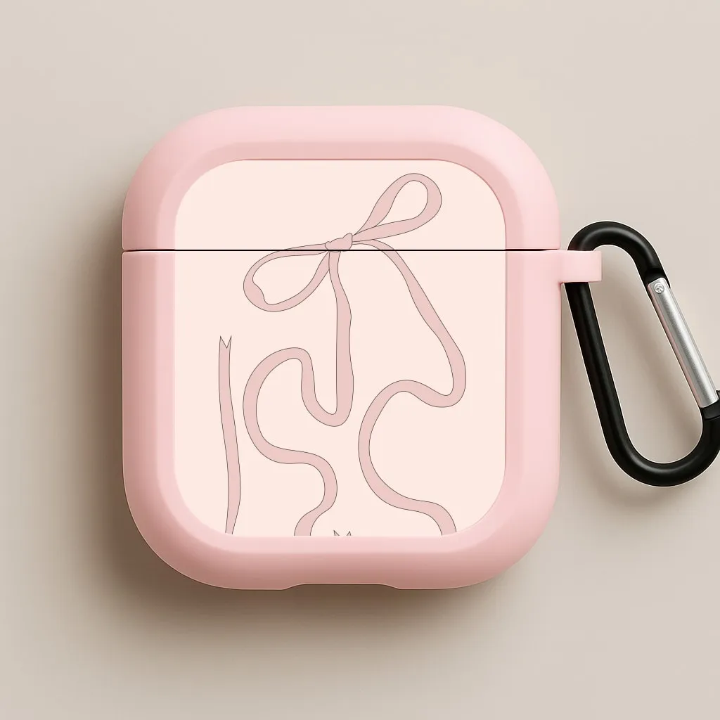 Pink Ribbon AirPods Case Minimal Rubber Holder