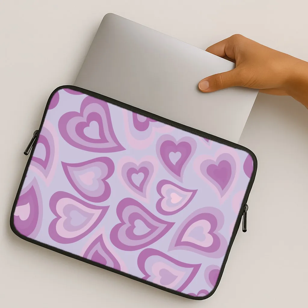 Rugged Surface Vivid Design Texture Purple Hearts - Trippy Patterns Laptop Sleeve
