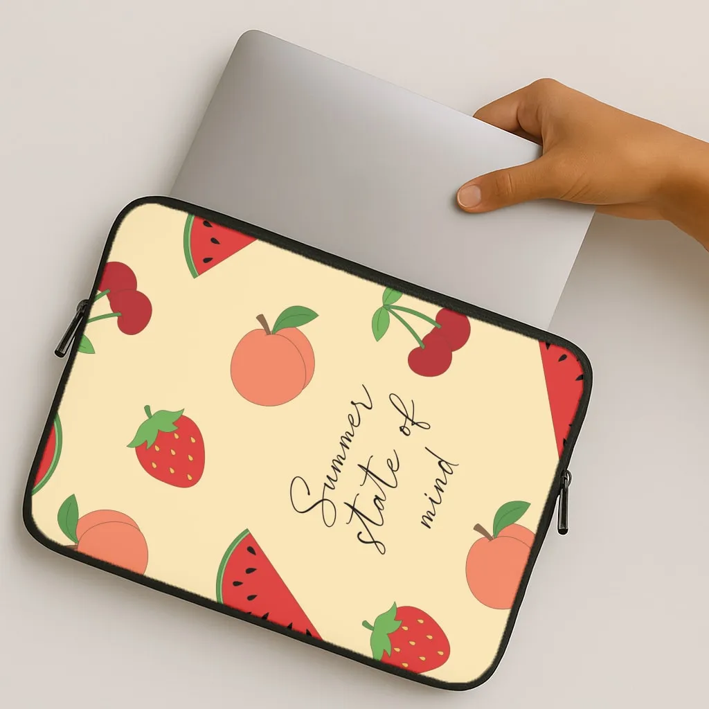 Summer State Of Mind Fruits Pattern Laptop Sleeve Perfect Fit Pocket Ready