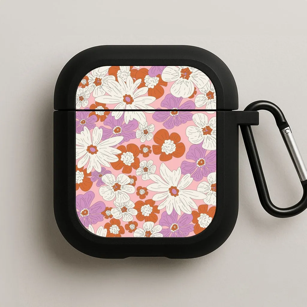 Retro Flowers - Floral Patterns AirPods Case sports grip airpods protector lightweight ergonomic neon pocket silicone airpods protector