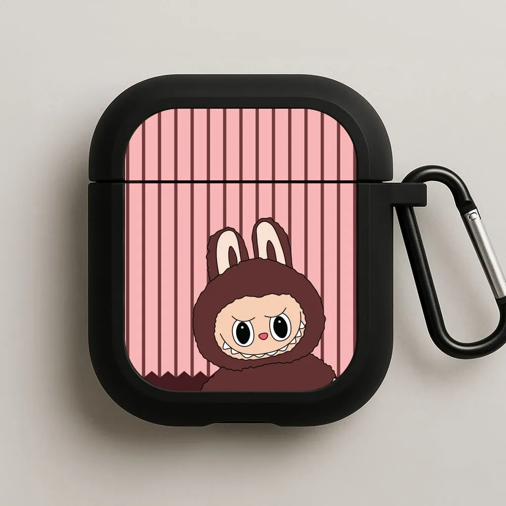 Portable Rubber Bag premium lightweight cover Stripey Cute Brown Monster AirPods Case