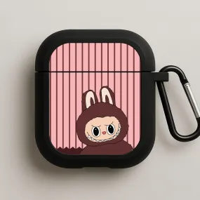 Portable Rubber Bag premium lightweight cover Stripey Cute Brown Monster AirPods Case