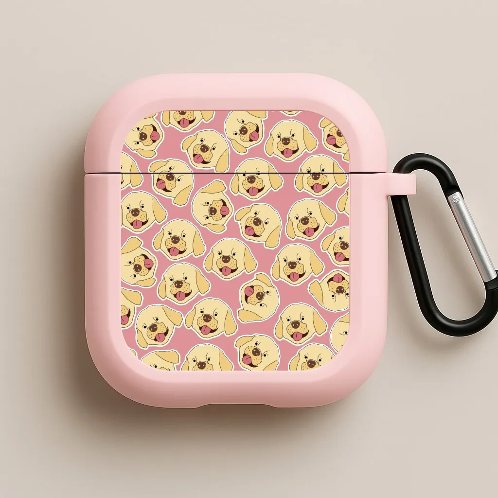 protective airpods cover Creative Protective Holder Pink Golden Retriever Sticker Pattern AirPods Case
