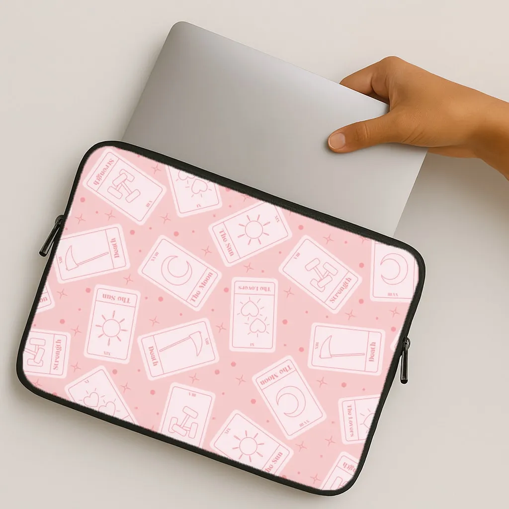 Pastel Pink Tarot Cards Pattern Laptop Sleeve Port Protection