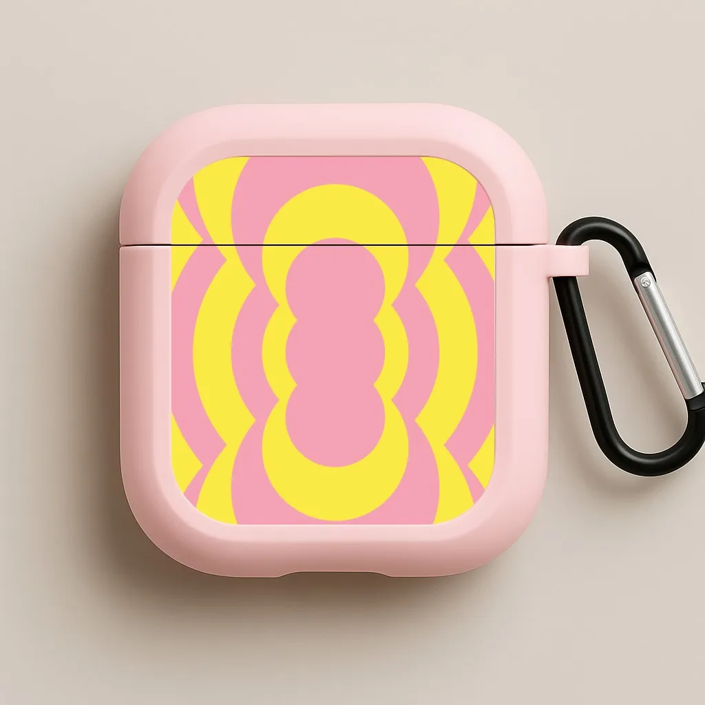 modern minimalist design Yellow And Pink Curves Abstract Pattern  AirPods Case