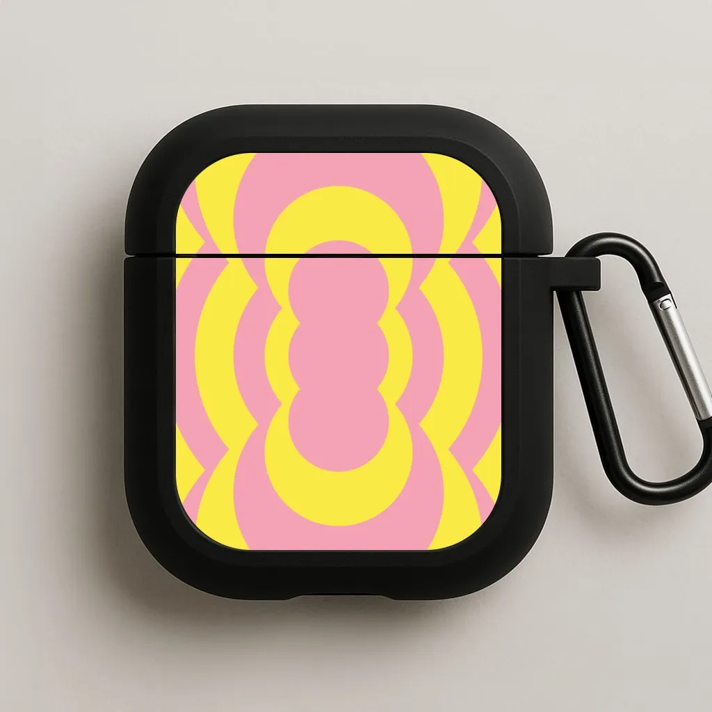 Soft Travel Holder Yellow And Pink Curves Abstract Pattern  AirPods Case