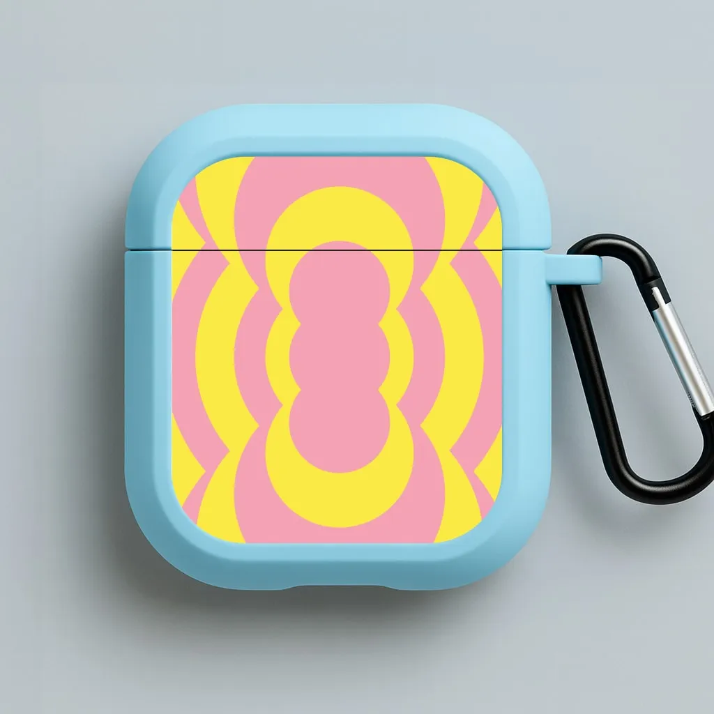 wireless charging airpods case Vivid Color Accessory Yellow And Pink Curves Abstract Pattern  AirPods Case