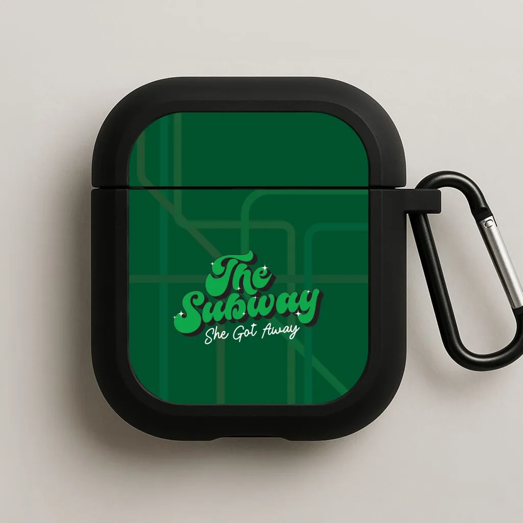 Subway Green AirPods Case fashion gradient leather airpods cover