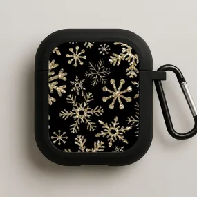 Fashion Smooth Organizer Creative Gadget Shell Gold Snowflake Pattern AirPods Case