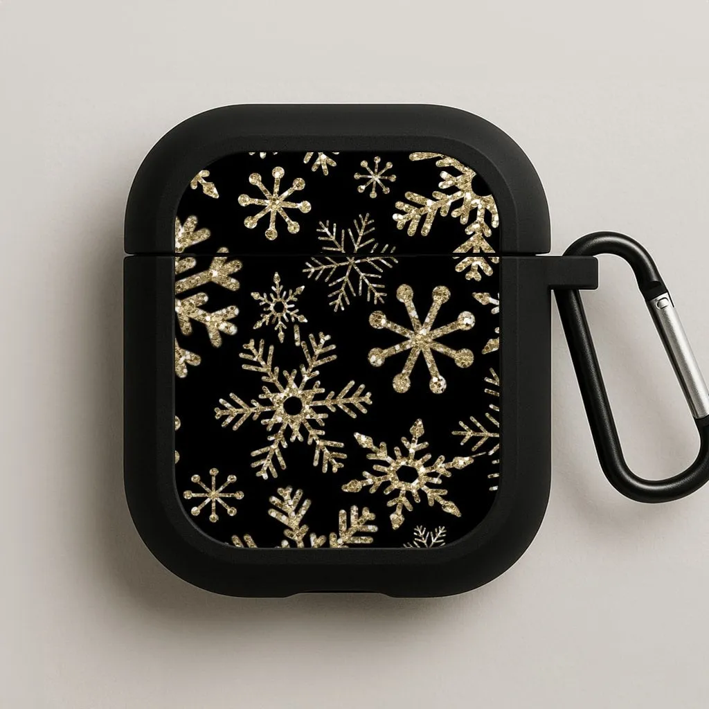 Fashion Smooth Organizer Creative Gadget Shell Gold Snowflake Pattern AirPods Case