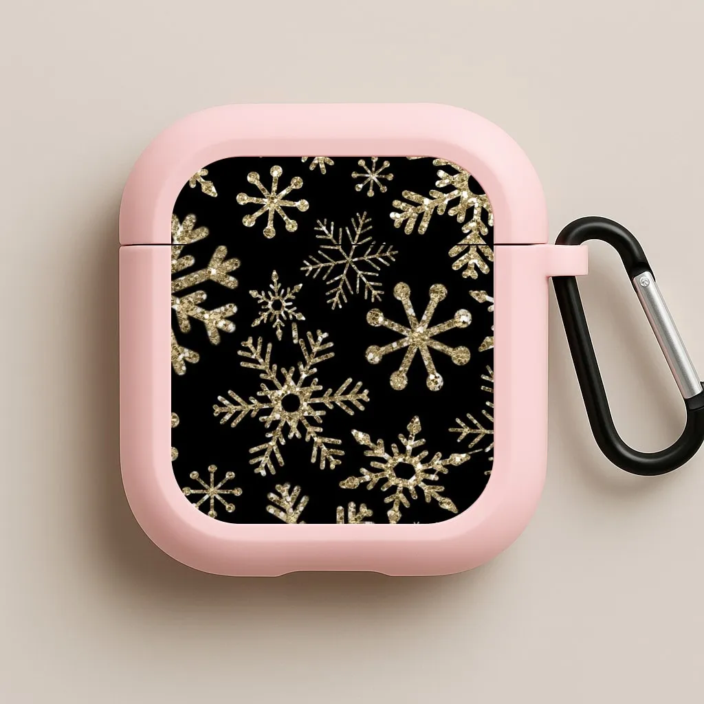 vivid colored airpods case Gold Snowflake Pattern AirPods Case