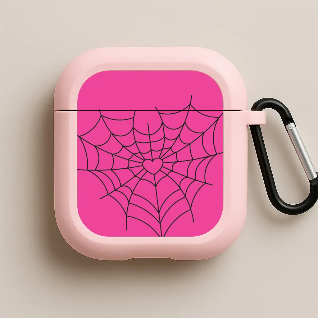 soft matte rubber airpods shell Spiderweb Hearts II AirPods Case