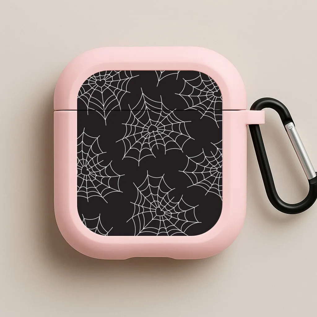 Spiderweb Hearts Pattern AirPods Case minimalist earbuds protector