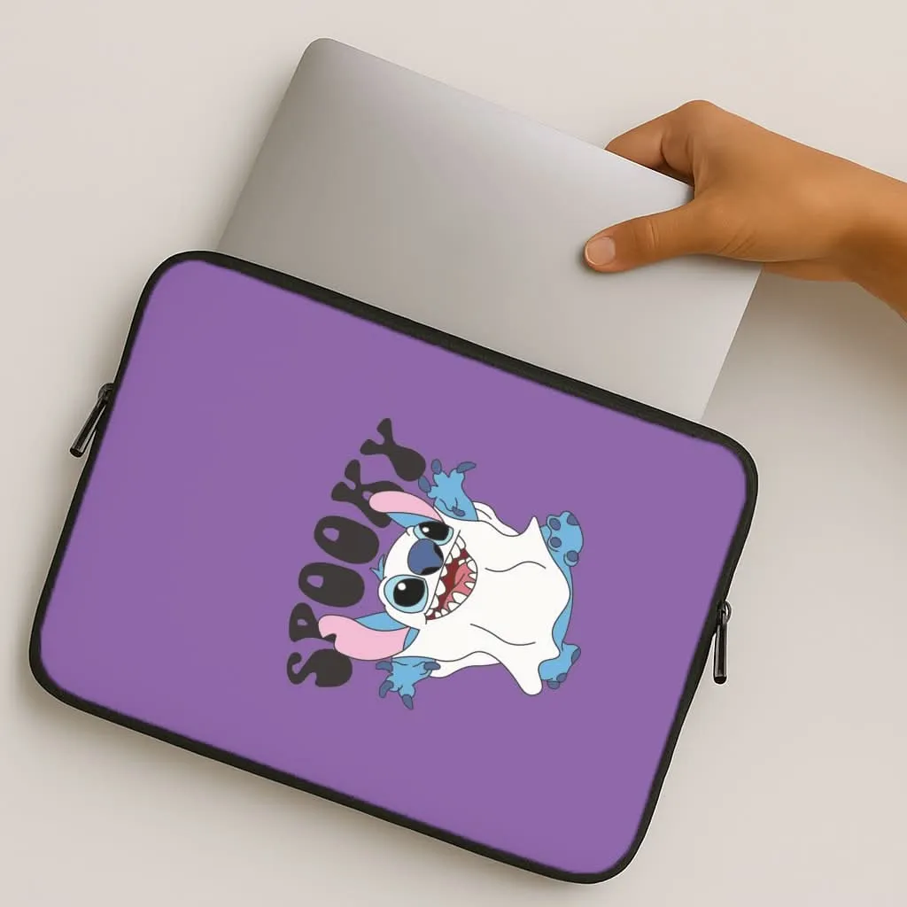 Spooky Cute Blue Alien Laptop Sleeve Enhanced grip
