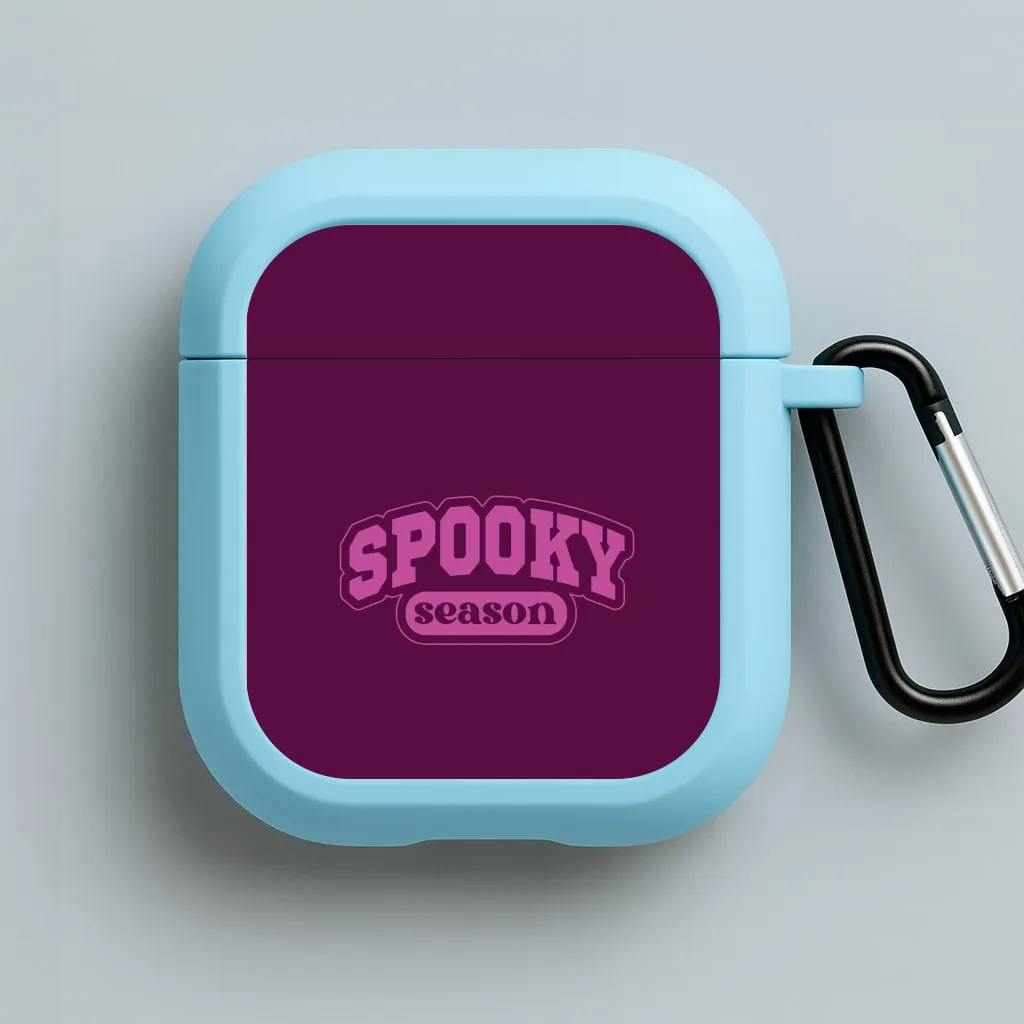 Spooky Season Varsity AirPods Case compact everyday travel protector Water Resistant Protector