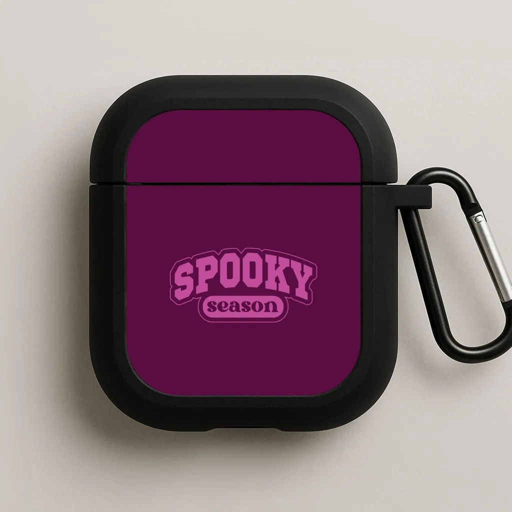 Spooky Season Varsity AirPods Case Compact Everyday Bag retro leather cover