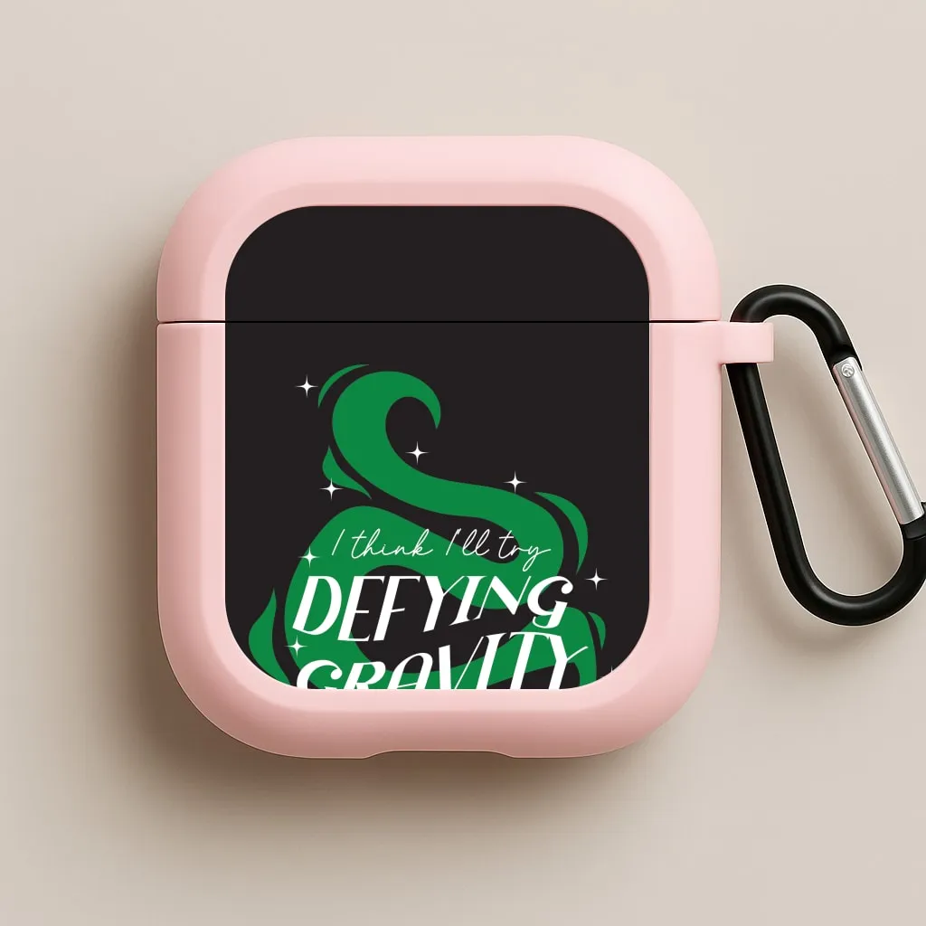Portable Compact Shell I Think I'll Try Defying Gravity AirPods Case