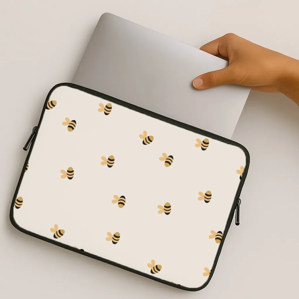 Spring Bee Pattern Laptop Sleeve Luxury Texture Design Smooth Finish