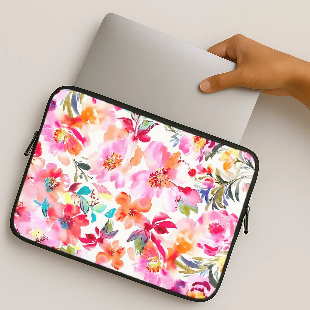 Edge Reinforced Spring Floral Pattern Laptop Sleeve