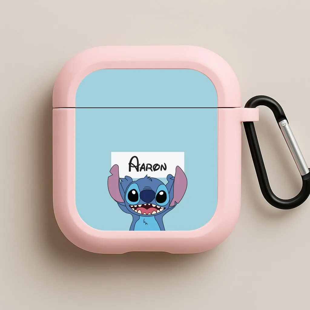 Standing Blue Alien - Personalised Disney AirPods Case Compact Storage Organizer sleek office airpods shell