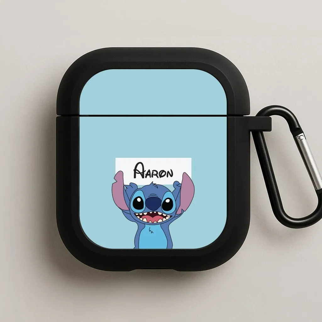 Minimalist Carry Bag Standing Blue Alien - Personalised Disney AirPods Case
