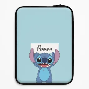 Standing Blue Alien - Personalised Disney Laptop Sleeve Non slip grip
